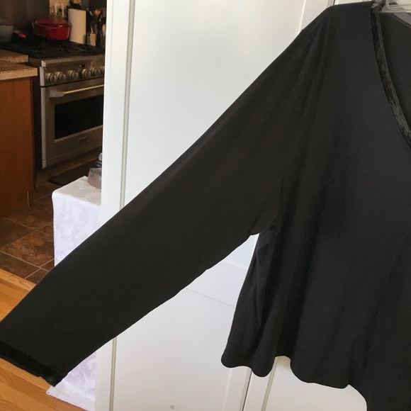 J. JILL Velvet Trim V-Neck Tee Long Sleeve Cotton Black NWT Women’s Plus Size 4X - Picture 4 of 15